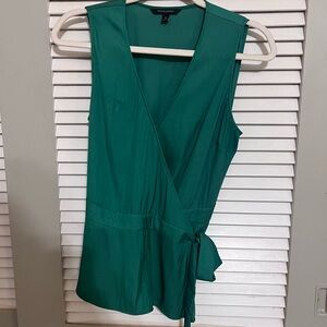 Emerald green peplum banana republic wrap shirt